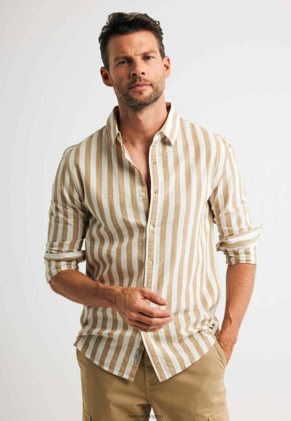 Men Mexx Beige Shirt Striped 2B480T470