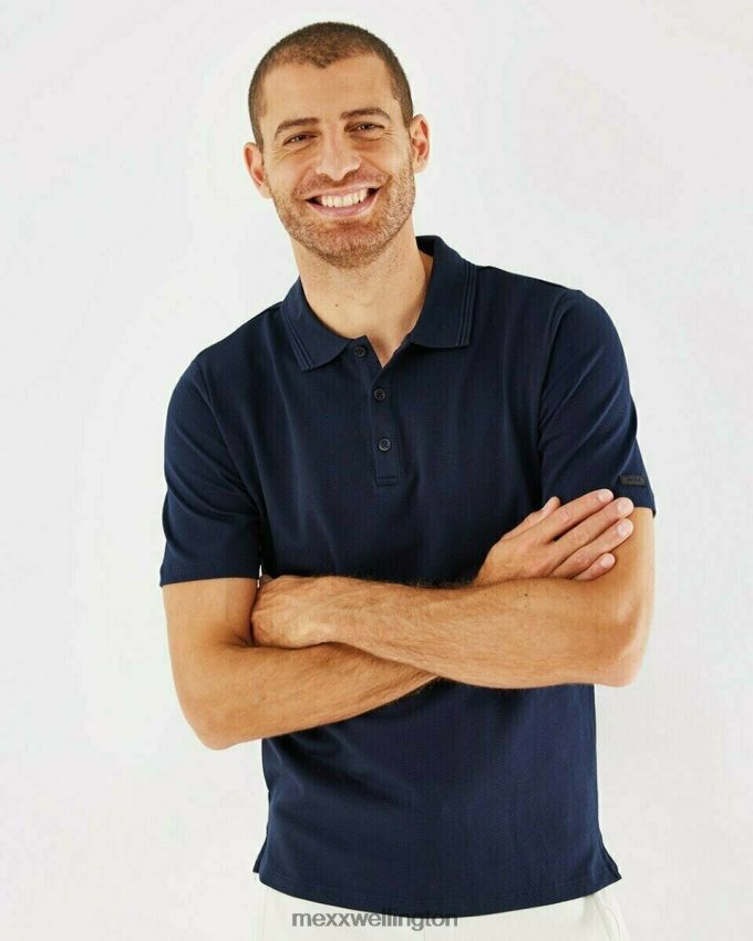 Men Mexx Blue Mercerized popcorn polo Navy 2B480T722