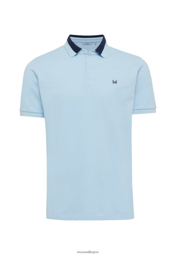Men Mexx Blue Short Sleeve Polo Color Block Collar Fresh 2B480T483
