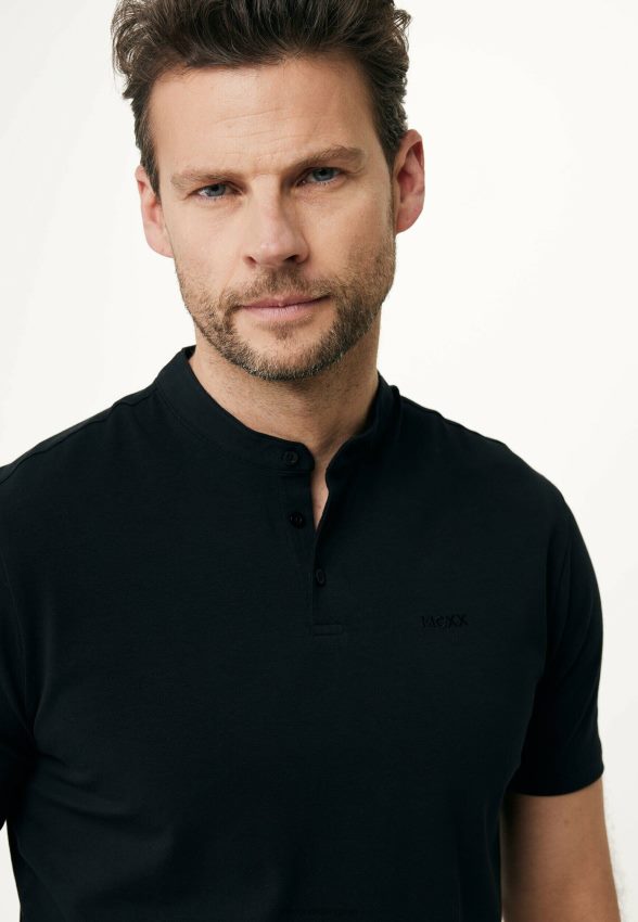 Men Mexx Schwarz Polo Mao Collar Black 2B480T487