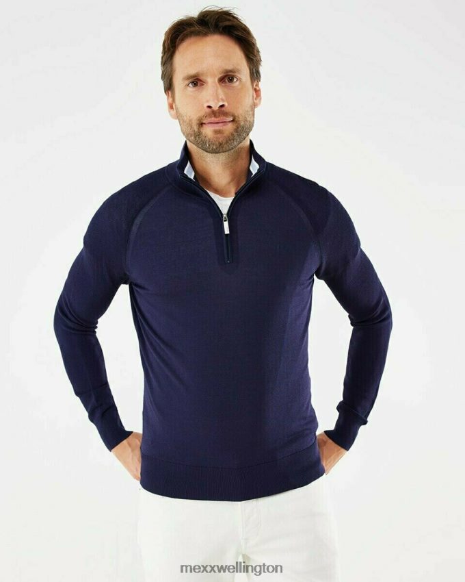 Men Mexx Blue Raglan Sweater With Zipper Navy 2B480T616