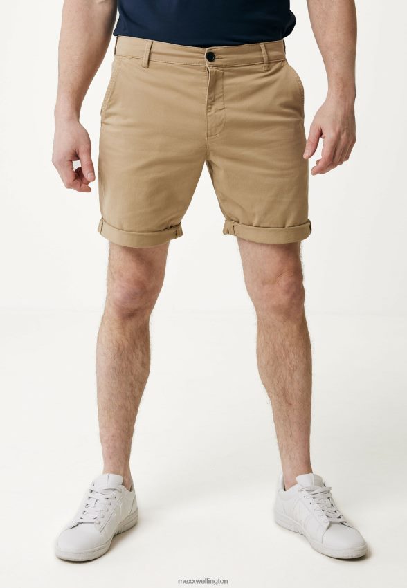 Men Mexx Beige Mid Waist Garment Dye Chino Short Sand 2B480T501