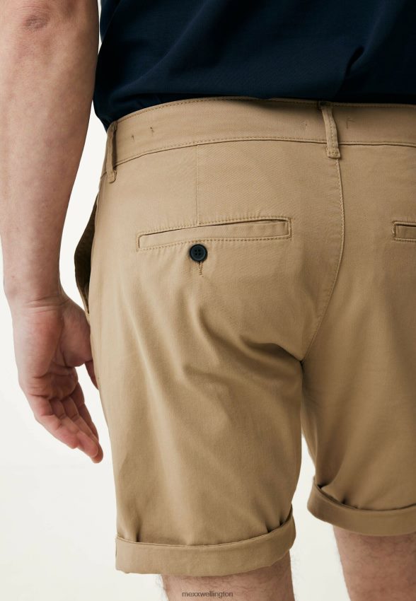Men Mexx Beige Mid Waist Garment Dye Chino Short Sand 2B480T501
