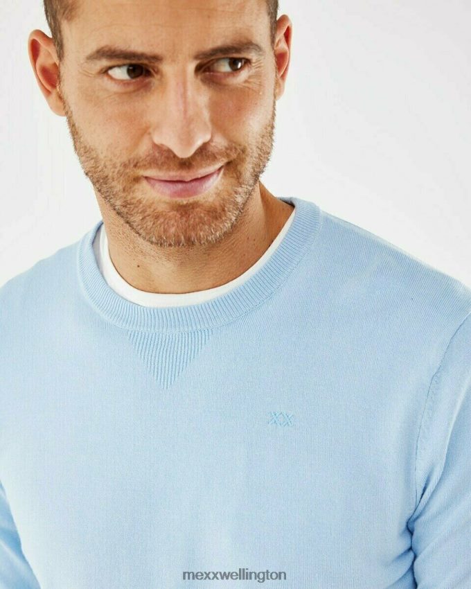 Men Mexx Blue Crewneck Sweater Light 2B480T596