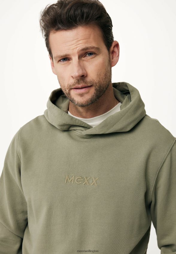 Men Mexx Green Garment Dye Hooded Sweater Mid 2B480T514
