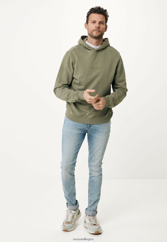 Men Mexx Green Garment Dye Hooded Sweater Mid 2B480T514