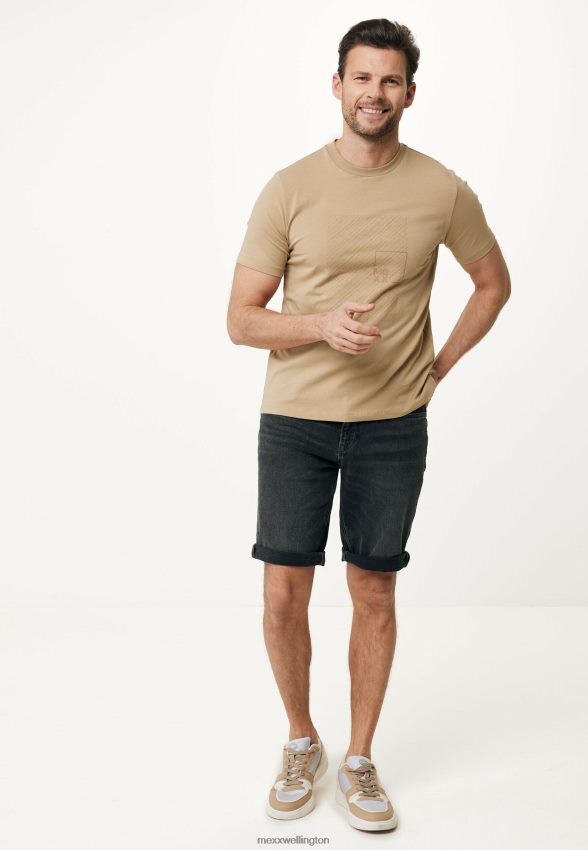 Men Mexx Beige T-shirt Short Sleeve Rubber Print Sand 2B480T486