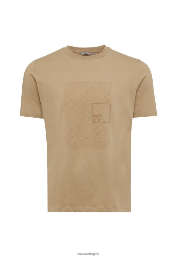 Men Mexx Beige T-shirt Short Sleeve Rubber Print Sand 2B480T486