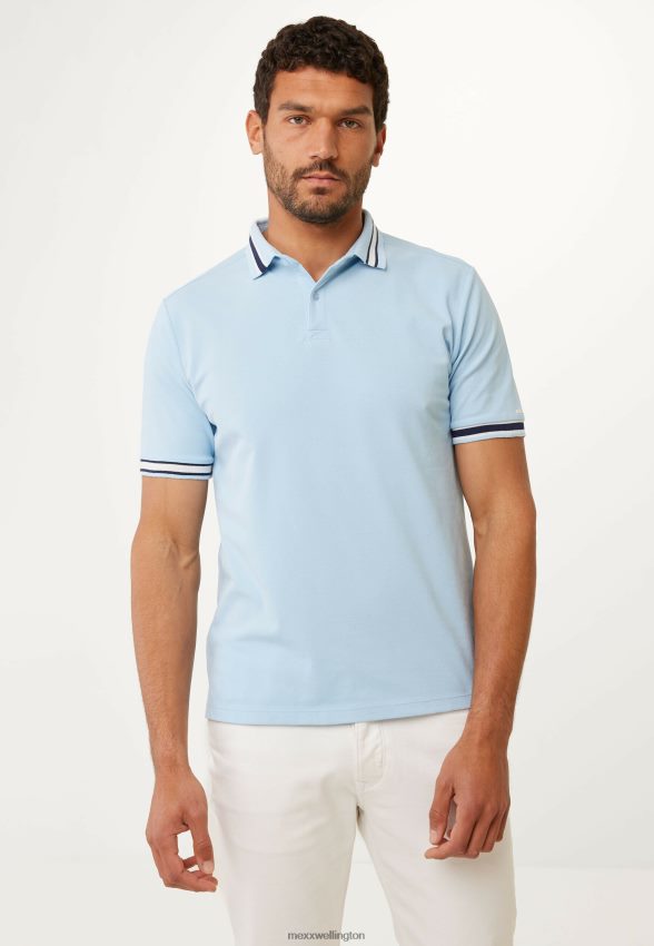 Men Mexx Blue Short Sleeve Pique Polo Yarn Dye Fresh 2B480T496