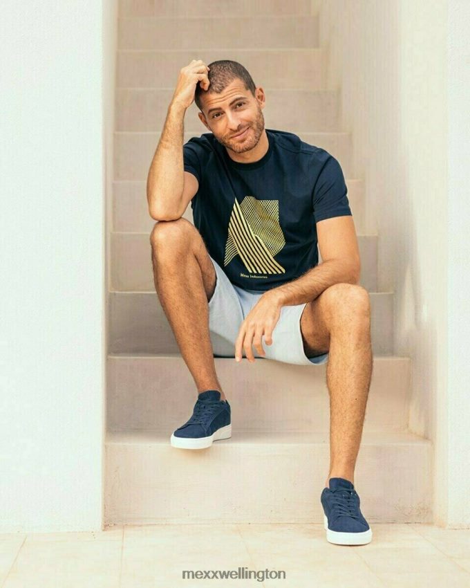 Men Mexx Blue T-shirt Crewneck Navy 2B480T587