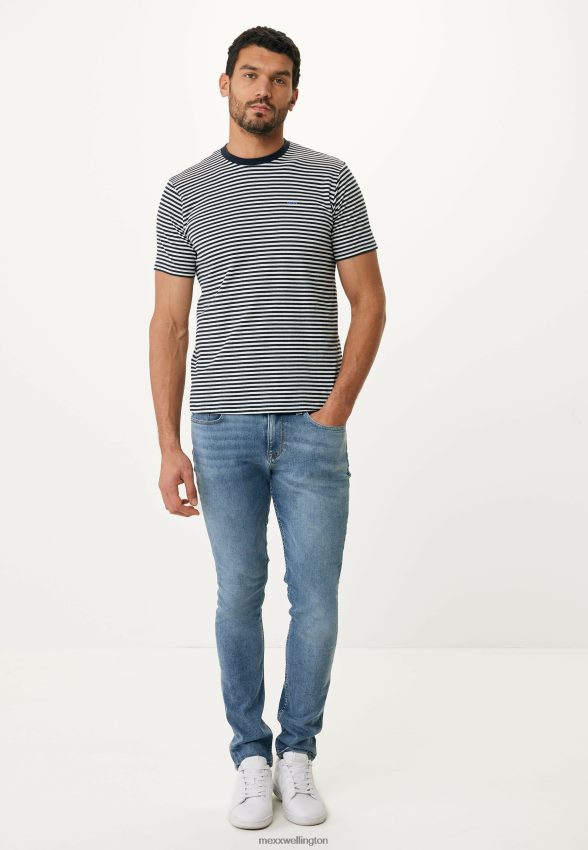 Men Mexx Blue T-shirt Striped Navy 2B480T519