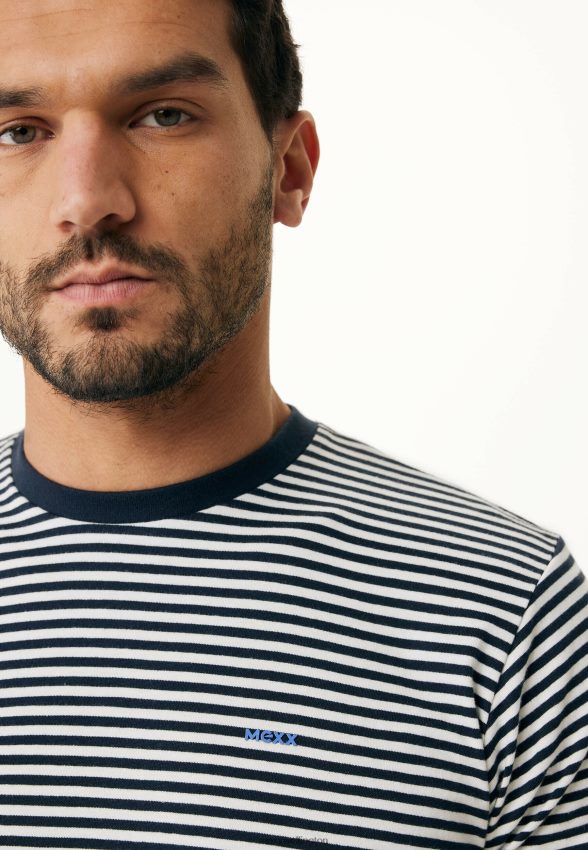 Men Mexx Blue T-shirt Striped Navy 2B480T519