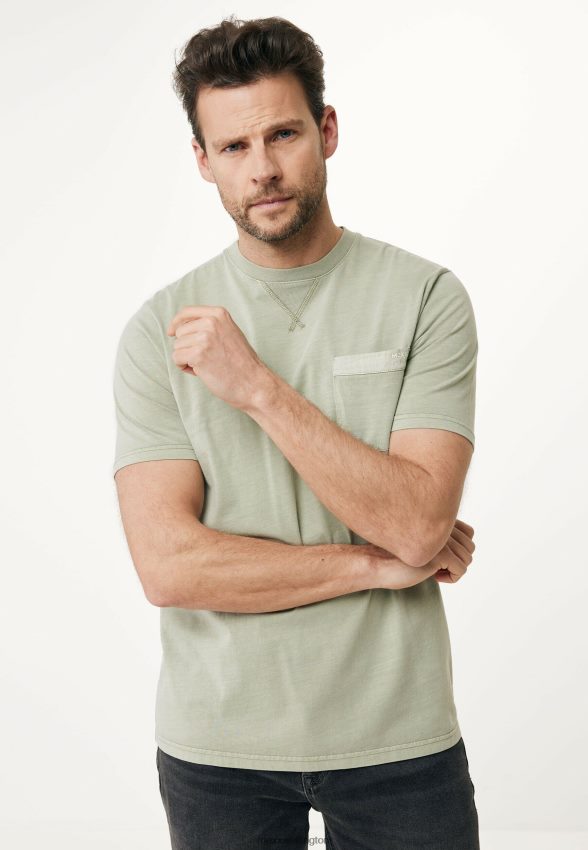 Men Mexx Green Garment Dye Short Sleeve T-shirt Faded 2B480T508