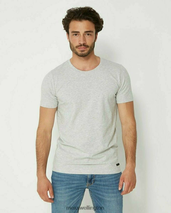 Men Mexx Grey T-Shirt Round-Neck Melange 2B480T648