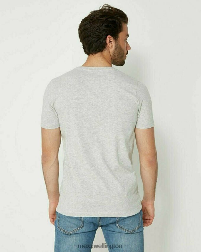 Men Mexx Grey T-Shirt Round-Neck Melange 2B480T648