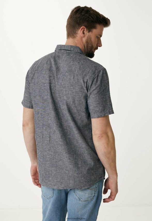 Men Mexx Schwarz Linen T-shirt Short Sleeve Black 2B480T503