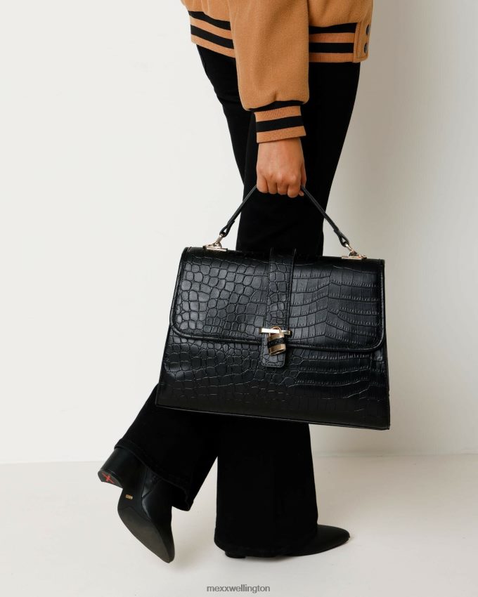 Women Mexx Black Croco laptop bag 2B480T427