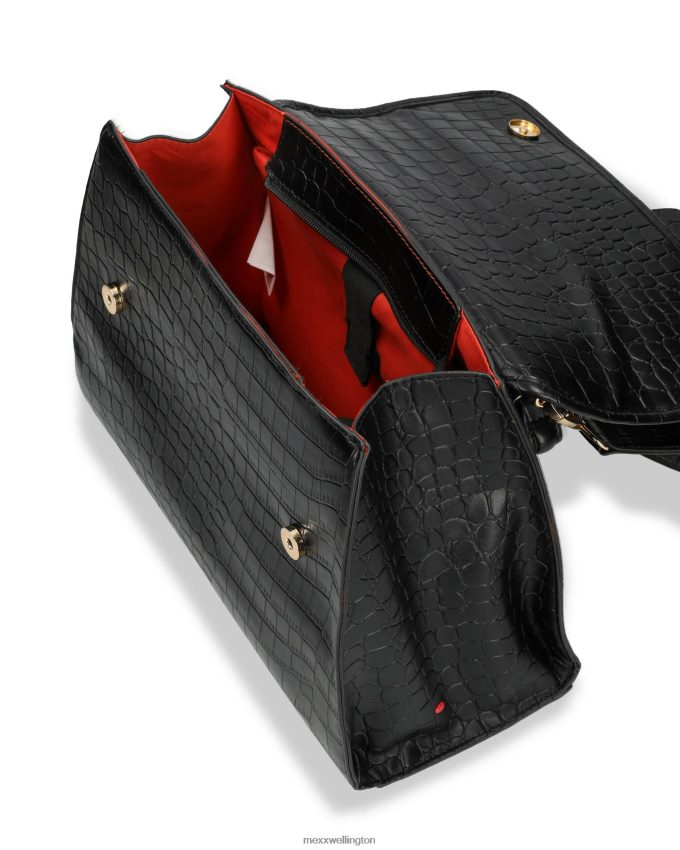 Women Mexx Black Croco laptop bag 2B480T427