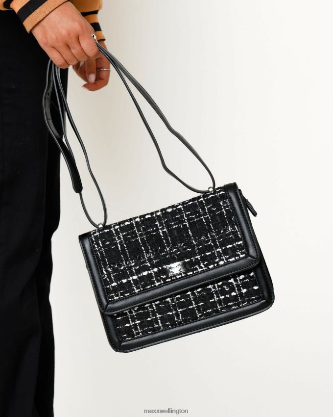 Women Mexx Black Tweed flapover bag 2B480T426