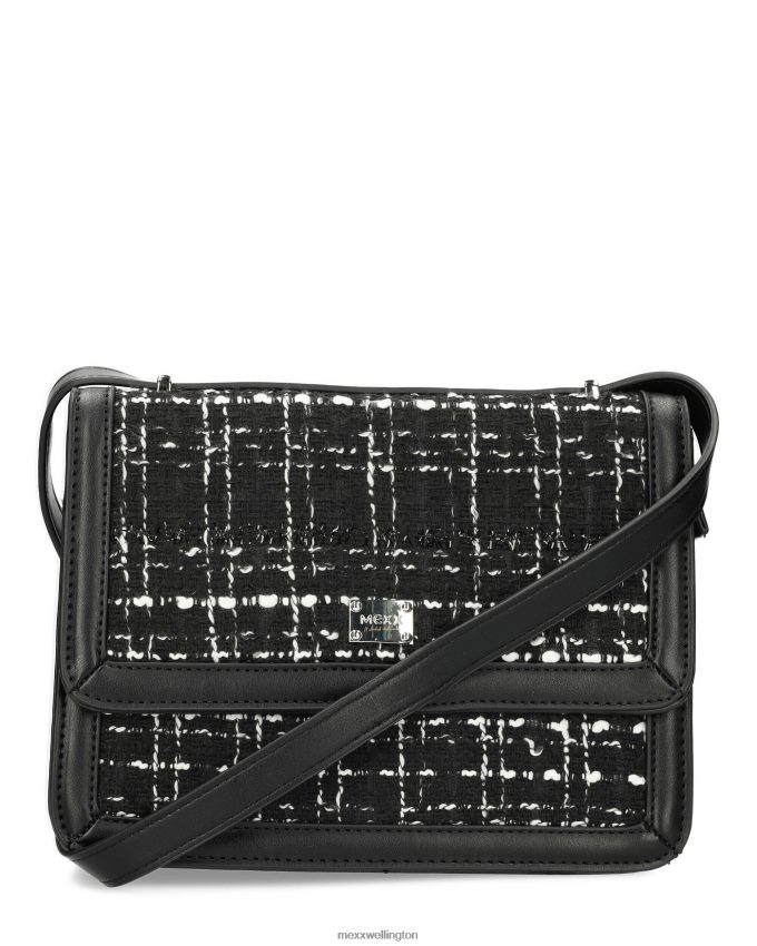 Women Mexx Black Tweed flapover bag 2B480T426