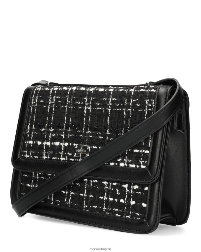Women Mexx Black Tweed flapover bag 2B480T426