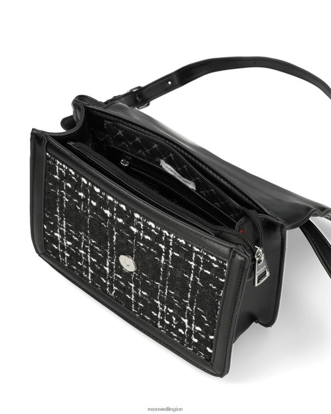 Women Mexx Black Tweed flapover bag 2B480T426