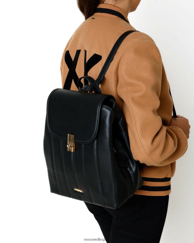 Women Mexx Black Vertical quilted backpack 2B480T430