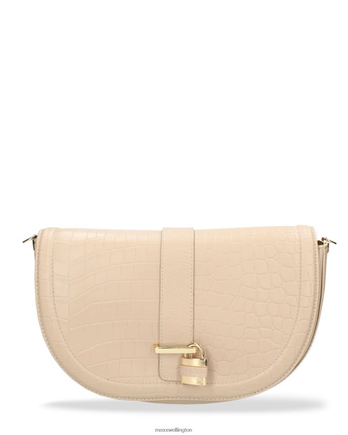 Women Mexx Ecru Croco halfmoon crossbody bag 2B480T429