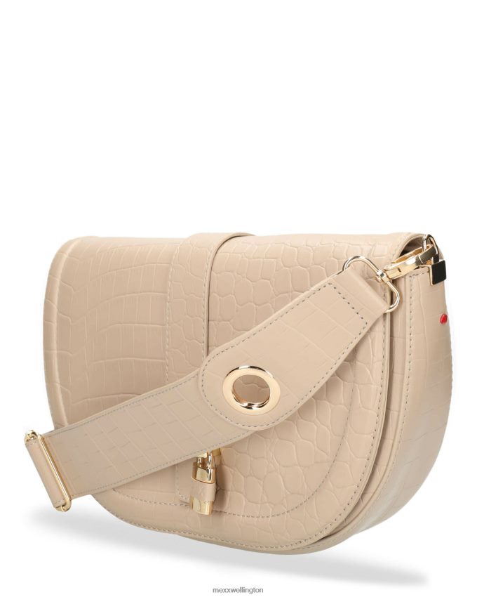 Women Mexx Ecru Croco halfmoon crossbody bag 2B480T429