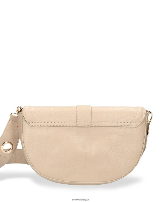 Women Mexx Ecru Croco halfmoon crossbody bag 2B480T429