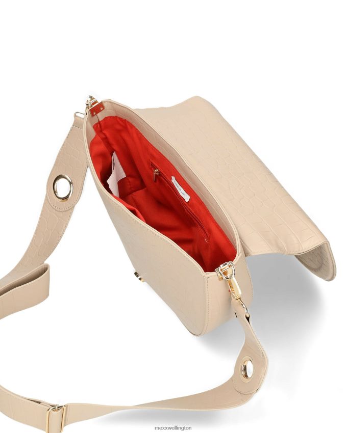 Women Mexx Ecru Croco halfmoon crossbody bag 2B480T429