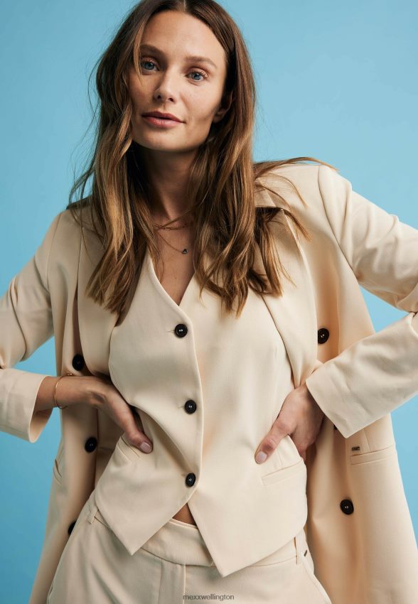 Women Mexx Beige Double Breasted Blazer Light Sand 2B480T5