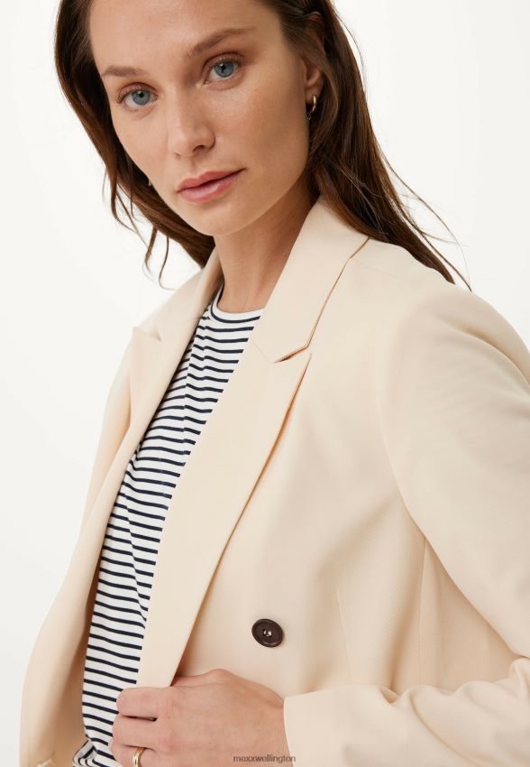 Women Mexx Beige Double Breasted Blazer Light Sand 2B480T5