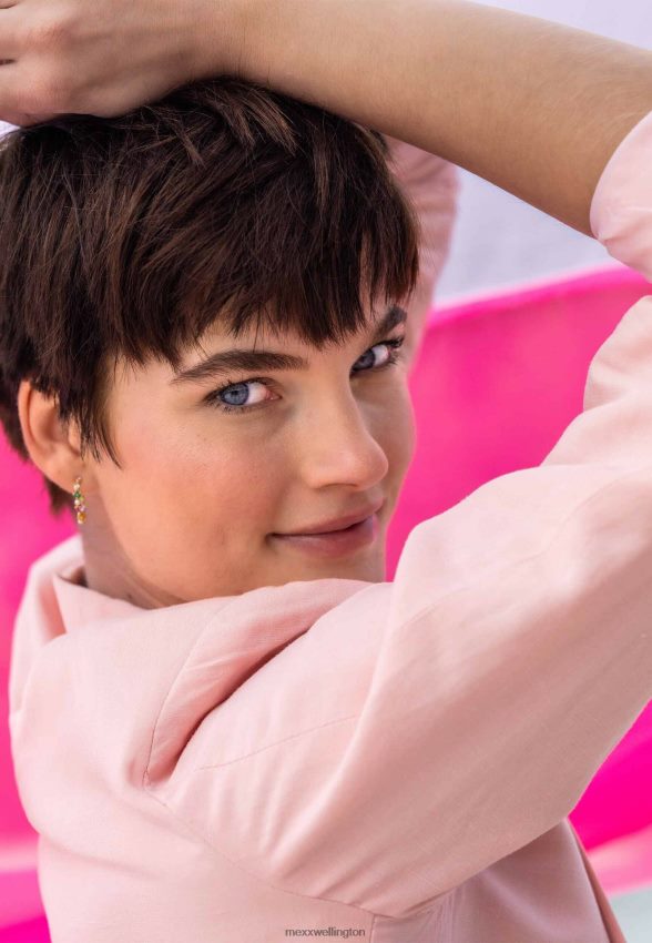 Women Mexx Pink Linen Single Breasted Blazer 2B480T48