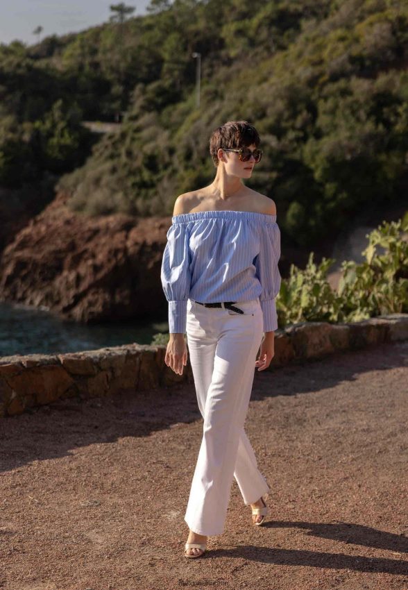 Women Mexx Blue Off Shoulder Blouse 2B480T96