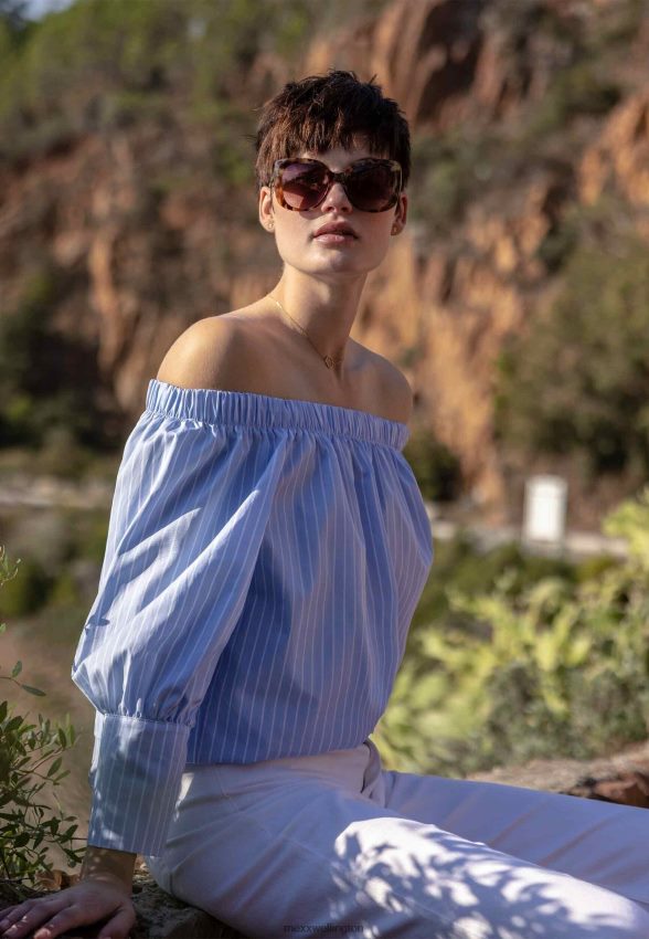 Women Mexx Blue Off Shoulder Blouse 2B480T96