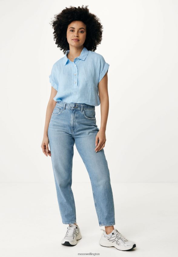 Women Mexx Blue Short Sleeve Blouse Light 2B480T33