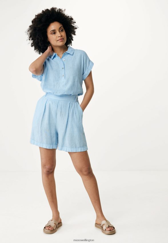 Women Mexx Blue Short Sleeve Blouse Light 2B480T33