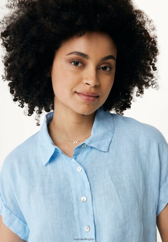 Women Mexx Blue Short Sleeve Blouse Light 2B480T33