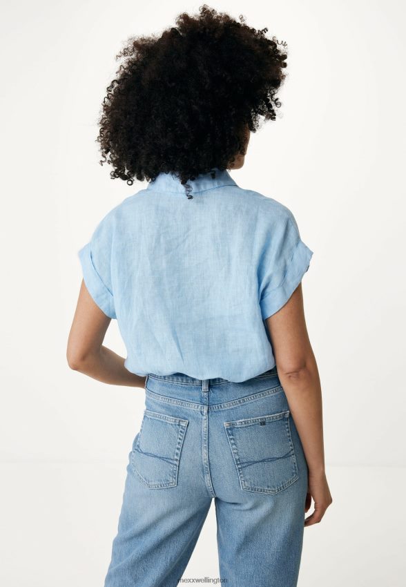 Women Mexx Blue Short Sleeve Blouse Light 2B480T33