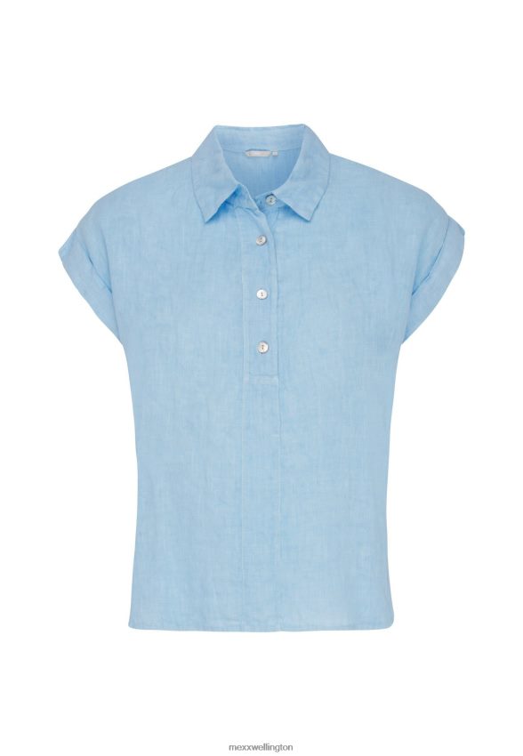 Women Mexx Blue Short Sleeve Blouse Light 2B480T33
