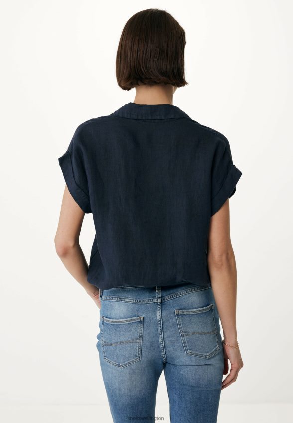Women Mexx Blue Short Sleeve Blouse Navy 2B480T37