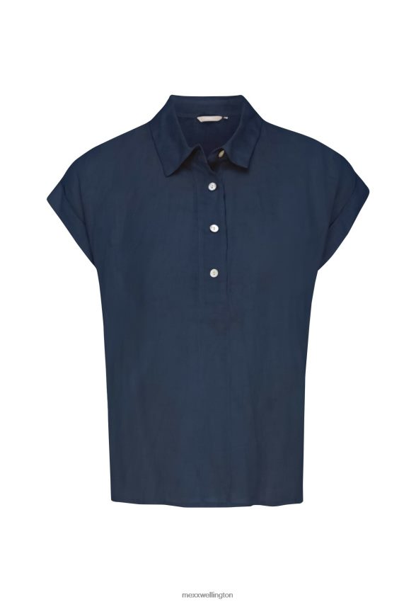 Women Mexx Blue Short Sleeve Blouse Navy 2B480T37