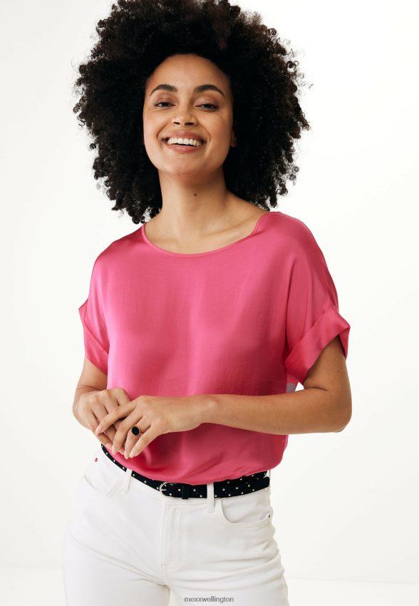 Women Mexx Pink Satin Blouse Hot 2B480T17
