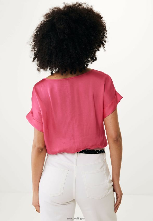 Women Mexx Pink Satin Blouse Hot 2B480T17