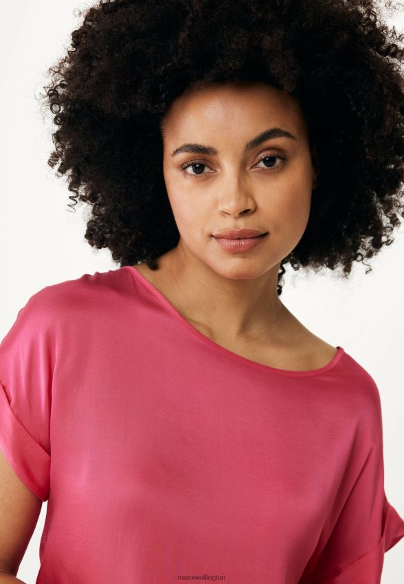 Women Mexx Pink Satin Blouse Hot 2B480T17