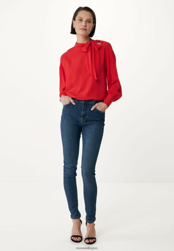 Women Mexx Red Long Sleeve Bowtie Blouse 2B480T129