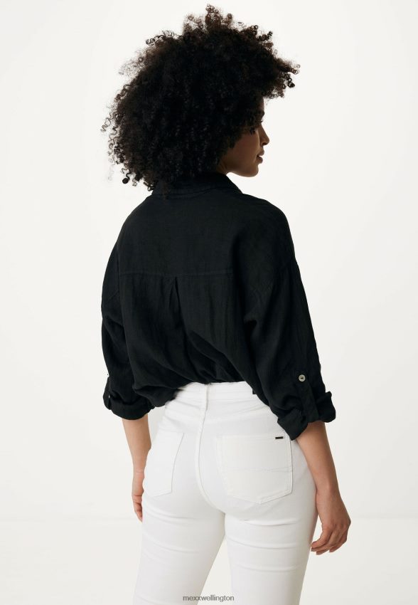 Women Mexx Schwarz Button Through Blouse Black 2B480T117