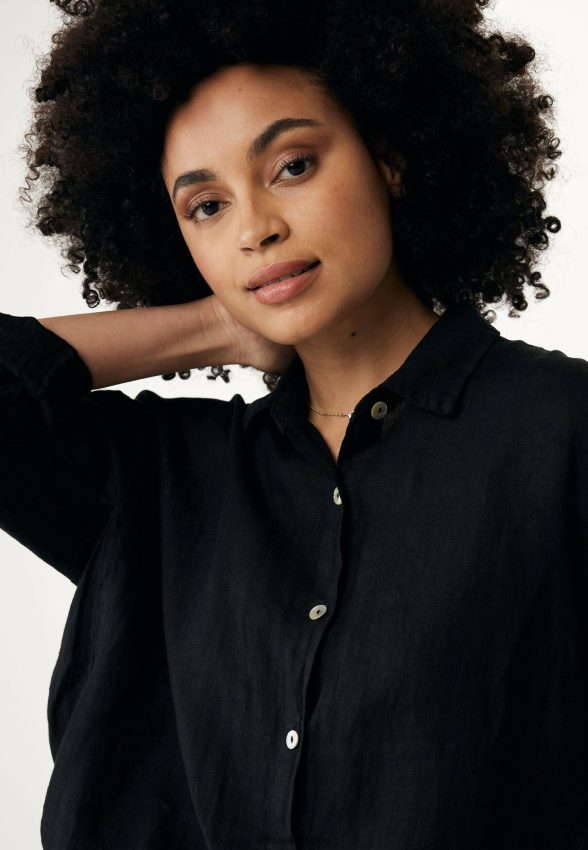 Women Mexx Schwarz Button Through Blouse Black 2B480T117