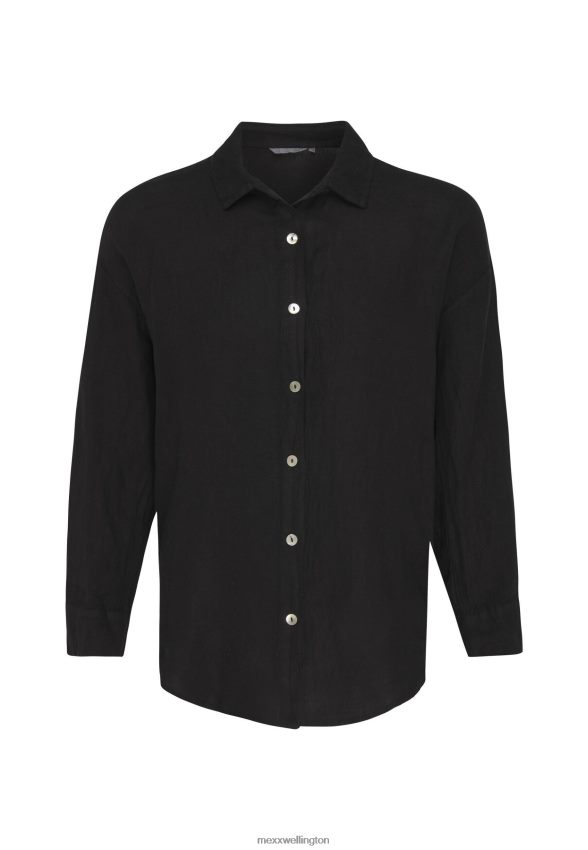Women Mexx Schwarz Button Through Blouse Black 2B480T117